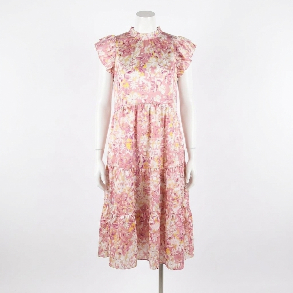 NEW PINCH floral tiered midi dress in pink